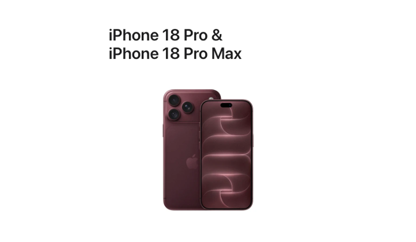 iPhone 18 Pro a iPhone 18 Pro Max, pohled zepředu a zezadu